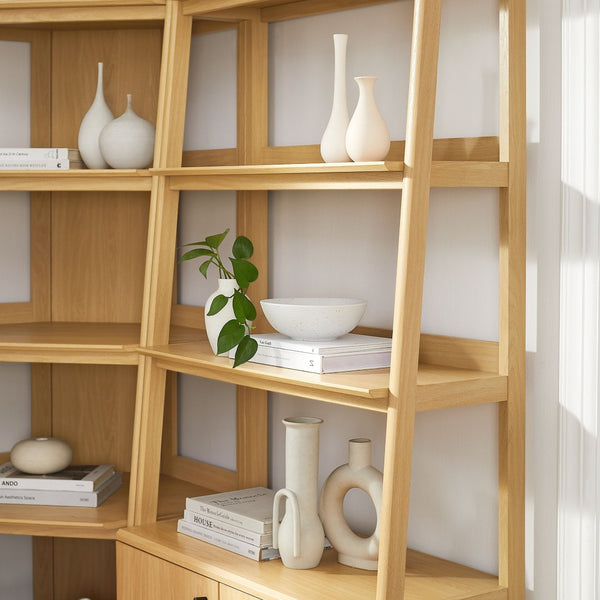 Modway Furniture Bixby 3-Piece Corner Bookshelf Set - Stylish Storage Solution with Modern Design for Any Room Oak EEI-7511-OAK