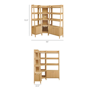 Modway Furniture Bixby 3-Piece Corner Bookshelf Set - Stylish Storage Solution with Modern Design for Any Room Oak EEI-7511-OAK