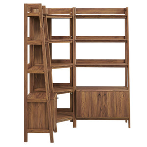 Modway Furniture Bixby 3-Piece Corner Bookshelf Set - Stylish Storage Solution with Modern Design for Any Room Walnut EEI-7511-WAL