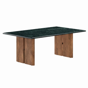 Modway Furniture Amistad Natural Marble and Mango Wood Coffee Table with Organic Veining for Living Rooms EEI-7512-WAL-GRN
