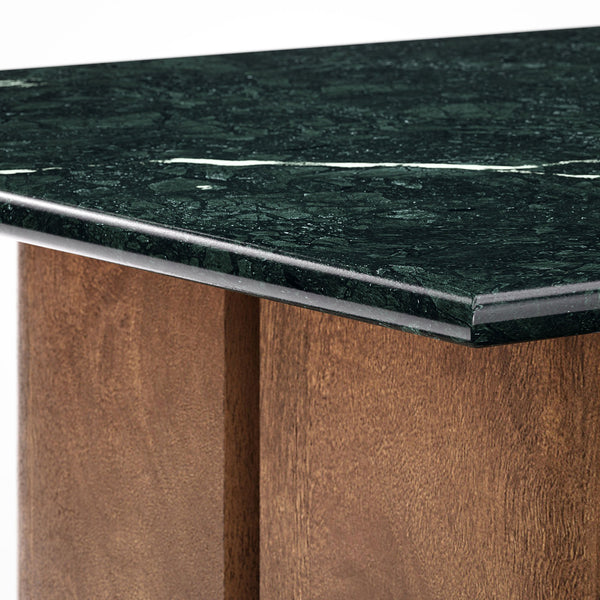 Modway Furniture Amistad Natural Marble and Mango Wood Coffee Table with Organic Veining for Living Rooms EEI-7512-WAL-GRN