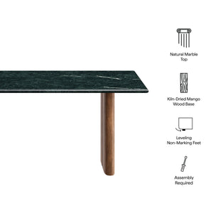 Modway Furniture Amistad Natural Marble and Mango Wood Coffee Table with Organic Veining for Living Rooms EEI-7512-WAL-GRN