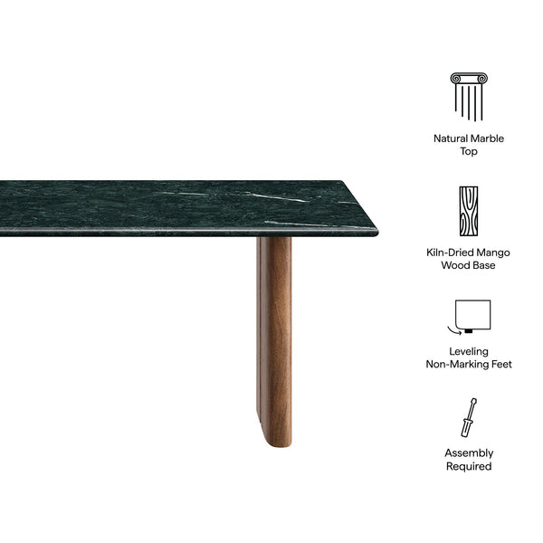 Modway Furniture Amistad Natural Marble and Mango Wood Coffee Table with Organic Veining for Living Rooms EEI-7512-WAL-GRN