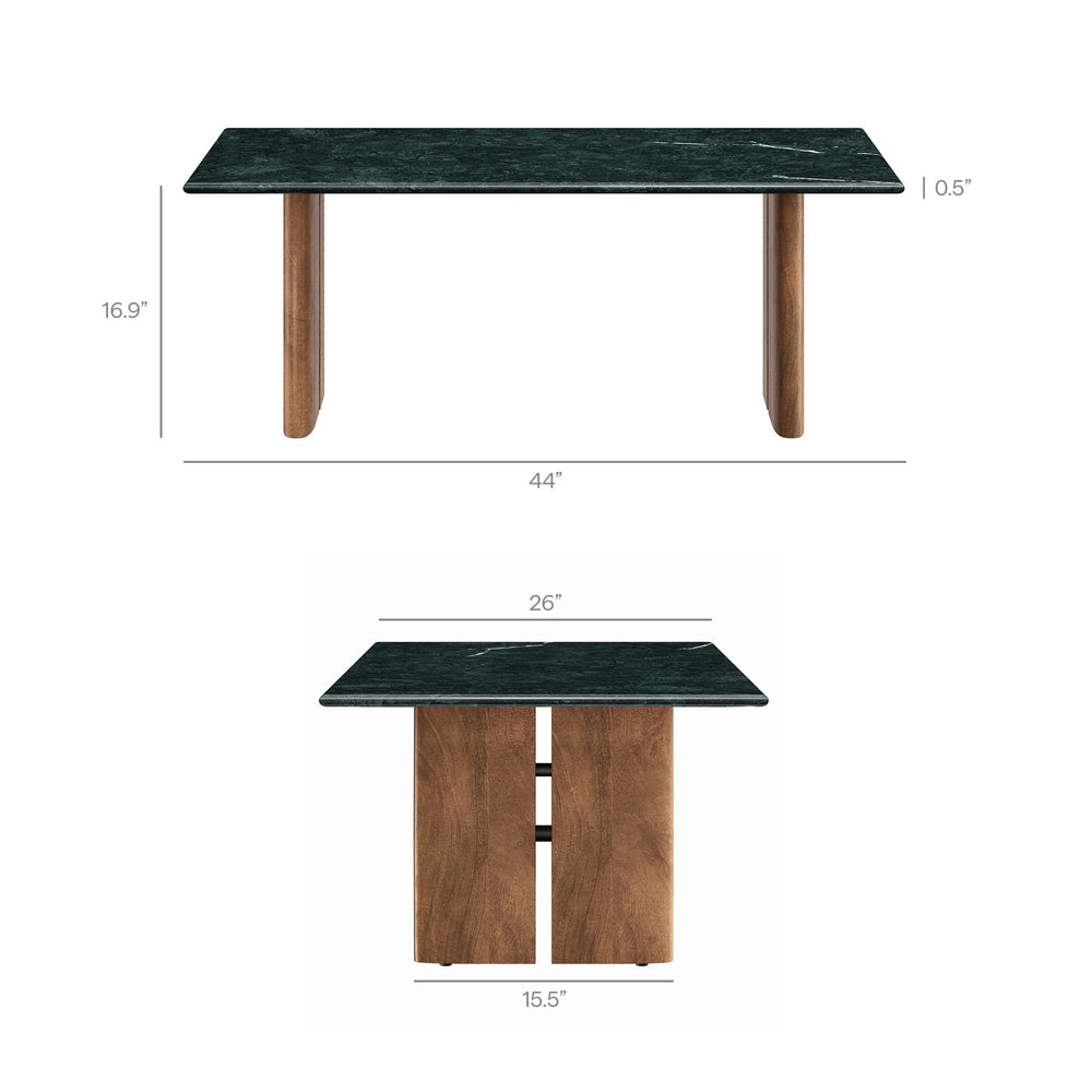Modway Furniture Amistad Natural Marble and Mango Wood Coffee Table with Organic Veining for Living Rooms EEI-7512-WAL-GRN