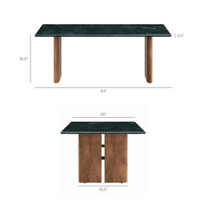 Modway Furniture Amistad Natural Marble and Mango Wood Coffee Table with Organic Veining for Living Rooms EEI-7512-WAL-GRN