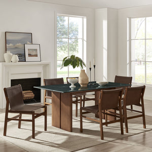 Modway Furniture Amistad Rectangular Marble Top Dining Table with Sculptural Mango Wood Base Seats Eight EEI-7513-WAL-GRN