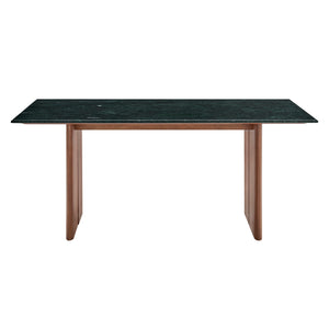 Modway Furniture Amistad Rectangular Marble Top Dining Table with Sculptural Mango Wood Base Seats Eight EEI-7513-WAL-GRN