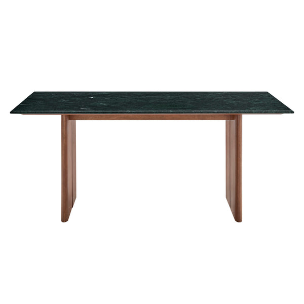 Modway Furniture Amistad Rectangular Marble Top Dining Table with Sculptural Mango Wood Base Seats Eight EEI-7513-WAL-GRN