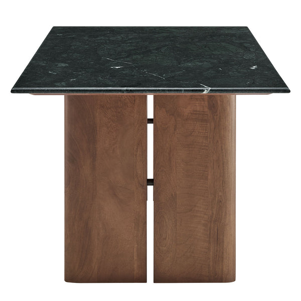 Modway Furniture Amistad Rectangular Marble Top Dining Table with Sculptural Mango Wood Base Seats Eight EEI-7513-WAL-GRN