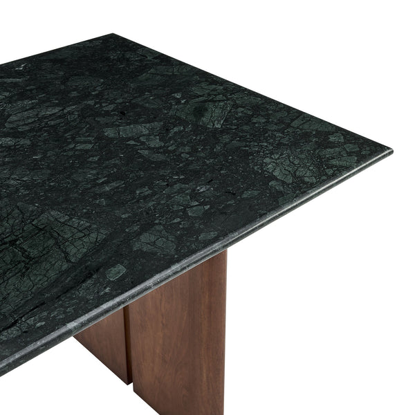 Modway Furniture Amistad Rectangular Marble Top Dining Table with Sculptural Mango Wood Base Seats Eight EEI-7513-WAL-GRN