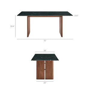 Modway Furniture Amistad Rectangular Marble Top Dining Table with Sculptural Mango Wood Base Seats Eight EEI-7513-WAL-GRN
