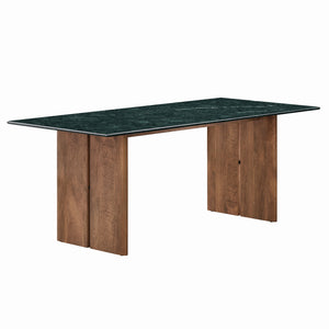 Modway Furniture Amistad Marble Top Dining Table with Mango Wood Trestle Base Seats Ten Guests EEI-7514-WAL-GRN