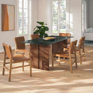 Modway Furniture Amistad Marble Top Dining Table with Mango Wood Trestle Base Seats Ten Guests EEI-7514-WAL-GRN