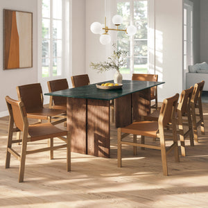 Modway Furniture Amistad Marble Top Dining Table with Mango Wood Trestle Base Seats Ten Guests EEI-7514-WAL-GRN