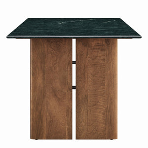 Modway Furniture Amistad Marble Top Dining Table with Mango Wood Trestle Base Seats Ten Guests EEI-7514-WAL-GRN