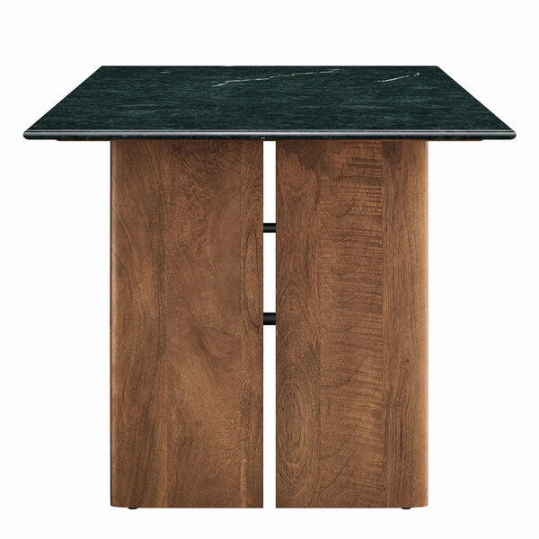 Modway Furniture Amistad Marble Top Dining Table with Mango Wood Trestle Base Seats Ten Guests EEI-7514-WAL-GRN