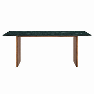 Modway Furniture Amistad Marble Top Dining Table with Mango Wood Trestle Base Seats Ten Guests EEI-7514-WAL-GRN