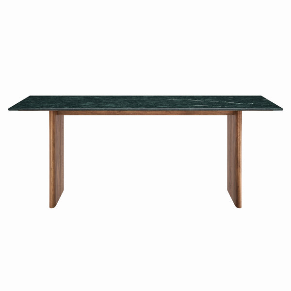 Modway Furniture Amistad Marble Top Dining Table with Mango Wood Trestle Base Seats Ten Guests EEI-7514-WAL-GRN