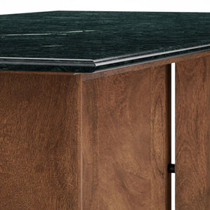 Modway Furniture Amistad Marble Top Dining Table with Mango Wood Trestle Base Seats Ten Guests EEI-7514-WAL-GRN
