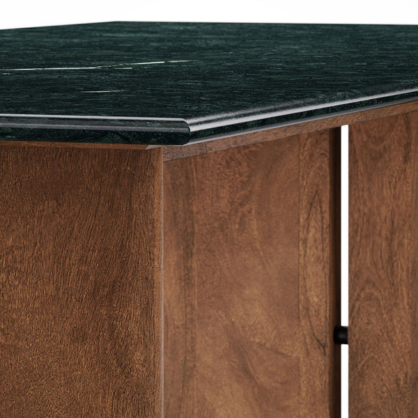 Modway Furniture Amistad Marble Top Dining Table with Mango Wood Trestle Base Seats Ten Guests EEI-7514-WAL-GRN