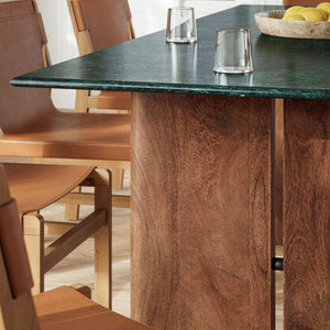Modway Furniture Amistad Marble Top Dining Table with Mango Wood Trestle Base Seats Ten Guests EEI-7514-WAL-GRN