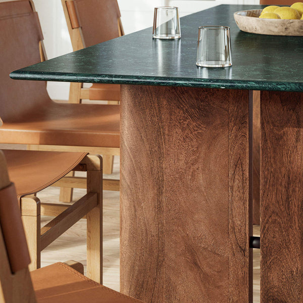 Modway Furniture Amistad Marble Top Dining Table with Mango Wood Trestle Base Seats Ten Guests EEI-7514-WAL-GRN