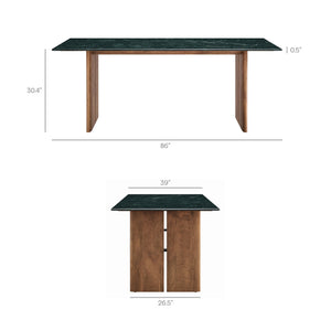 Modway Furniture Amistad Marble Top Dining Table with Mango Wood Trestle Base Seats Ten Guests EEI-7514-WAL-GRN