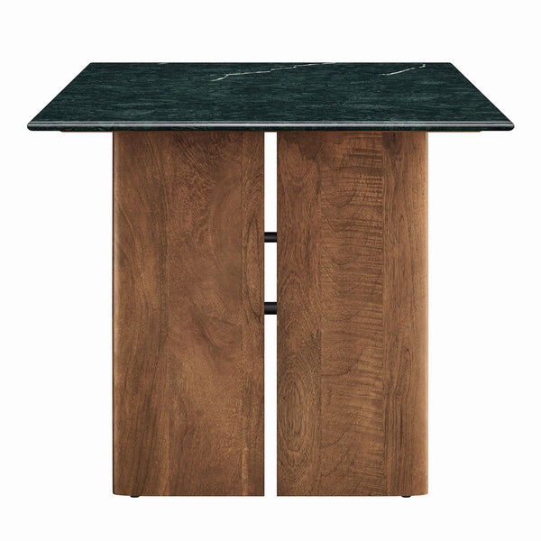 Modway Furniture Amistad Rectangular Marble Top Dining Table with Mango Wood Base Seats Six EEI-7515-WAL-GRN