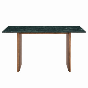 Modway Furniture Amistad Rectangular Marble Top Dining Table with Mango Wood Base Seats Six EEI-7515-WAL-GRN