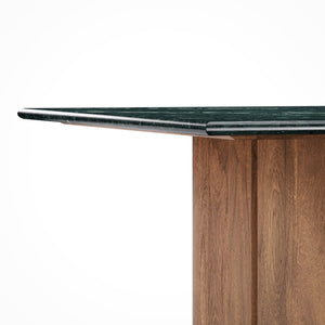 Modway Furniture Amistad Rectangular Marble Top Dining Table with Mango Wood Base Seats Six EEI-7515-WAL-GRN