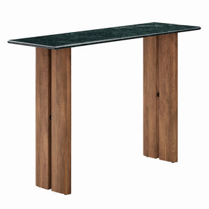 Modway Furniture Amistad Marble Top Console Table with Sculptural Mango Wood Base for Entryway EEI-7516-WAL-GRN