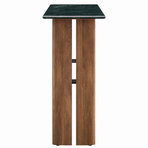 Modway Furniture Amistad Marble Top Console Table with Sculptural Mango Wood Base for Entryway EEI-7516-WAL-GRN
