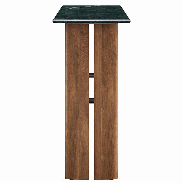 Modway Furniture Amistad Marble Top Console Table with Sculptural Mango Wood Base for Entryway EEI-7516-WAL-GRN