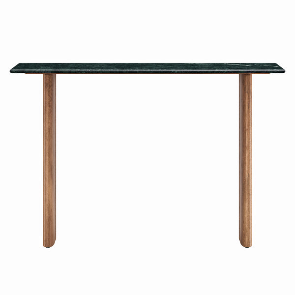 Modway Furniture Amistad Marble Top Console Table with Sculptural Mango Wood Base for Entryway EEI-7516-WAL-GRN