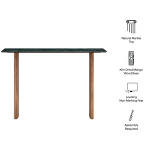 Modway Furniture Amistad Marble Top Console Table with Sculptural Mango Wood Base for Entryway EEI-7516-WAL-GRN