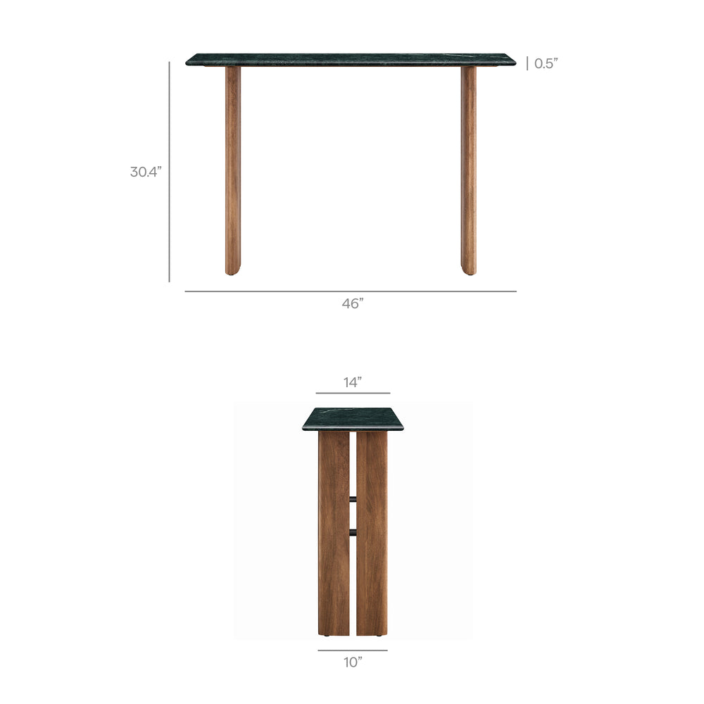 Modway Furniture Amistad Marble Top Console Table with Sculptural Mango Wood Base for Entryway EEI-7516-WAL-GRN