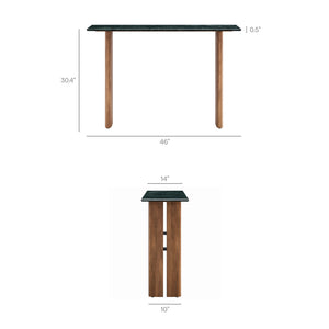 Modway Furniture Amistad Marble Top Console Table with Sculptural Mango Wood Base for Entryway EEI-7516-WAL-GRN