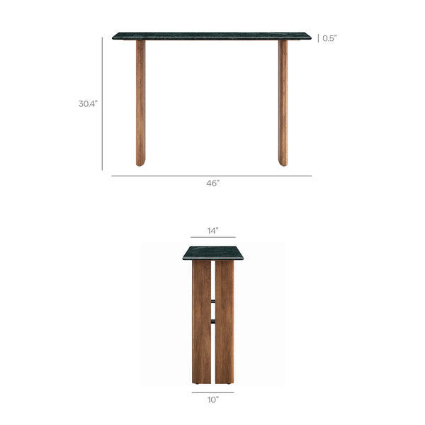 Modway Furniture Amistad Marble Top Console Table with Sculptural Mango Wood Base for Entryway EEI-7516-WAL-GRN
