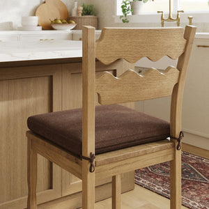 Modway Furniture Jax Solid Oak Counter Stool Sculptural Wavy Back Cushioned Seat Kitchen Island Weathered Oak Cocoa EEI-7518-WOA-COA