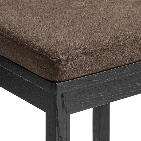 Modway Furniture Jax Solid Oak Vintage Bistro Barstool with Wavy Back and Cushioned Seat for Home Bar Black Cocoa EEI-7519-BLK-COA