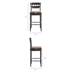 Modway Furniture Jax Solid Oak Vintage Bistro Barstool with Wavy Back and Cushioned Seat for Home Bar Black Cocoa EEI-7519-BLK-COA