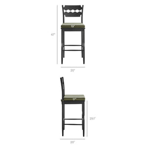 Modway Furniture Jax Solid Oak Vintage Bistro Barstool with Wavy Back and Cushioned Seat for Home Bar Black Sage EEI-7519-BLK-SGE