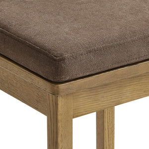 Modway Furniture Jax Solid Oak Vintage Bistro Barstool with Wavy Back and Cushioned Seat for Home Bar Weathered Oak Cocoa EEI-7519-WOA-COA
