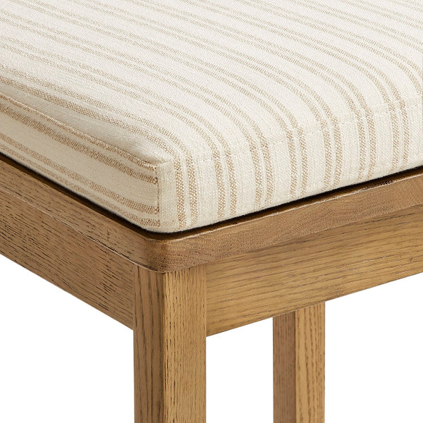 Modway Furniture Jax Solid Oak Vintage Bistro Barstool with Wavy Back and Cushioned Seat for Home Bar Weathered Oak Oatmeal Stripe EEI-7519-WOA-OAS