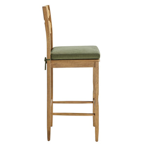 Modway Furniture Jax Solid Oak Vintage Bistro Barstool with Wavy Back and Cushioned Seat for Home Bar Weathered Oak Sage EEI-7519-WOA-SGE