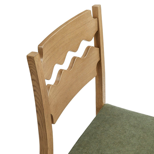 Modway Furniture Jax Solid Oak Vintage Bistro Barstool with Wavy Back and Cushioned Seat for Home Bar Weathered Oak Sage EEI-7519-WOA-SGE