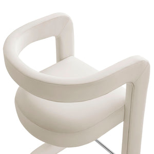 Modway Furniture Winslow Performance Velvet Bar Stools Sculpted Frame with Steel Footrest Set of 2 Alabaster EEI-7521-ALA