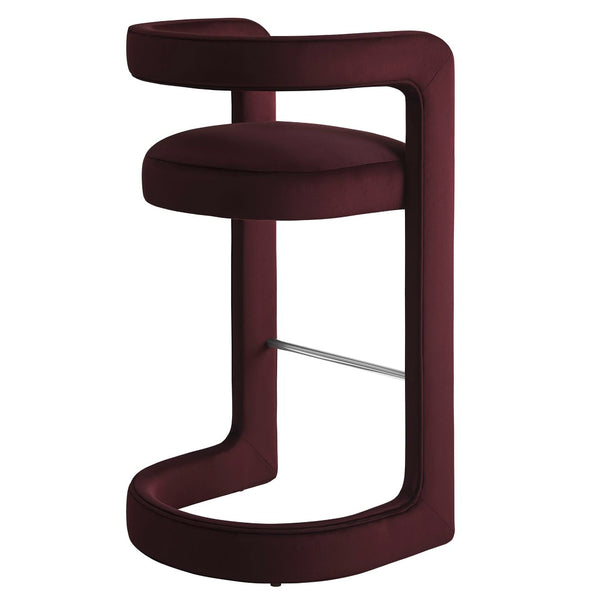 Modway Furniture Winslow Performance Velvet Bar Stools Sculpted Frame with Steel Footrest Set of 2 Mulberry EEI-7521-MUL