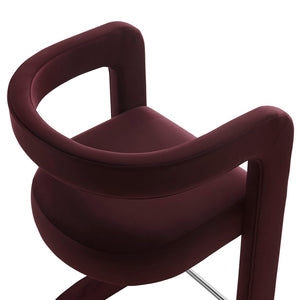 Modway Furniture Winslow Performance Velvet Bar Stools Sculpted Frame with Steel Footrest Set of 2 Mulberry EEI-7521-MUL