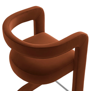 Modway Furniture Winslow Performance Velvet Bar Stools Sculpted Frame with Steel Footrest Set of 2 Rust EEI-7521-RUS